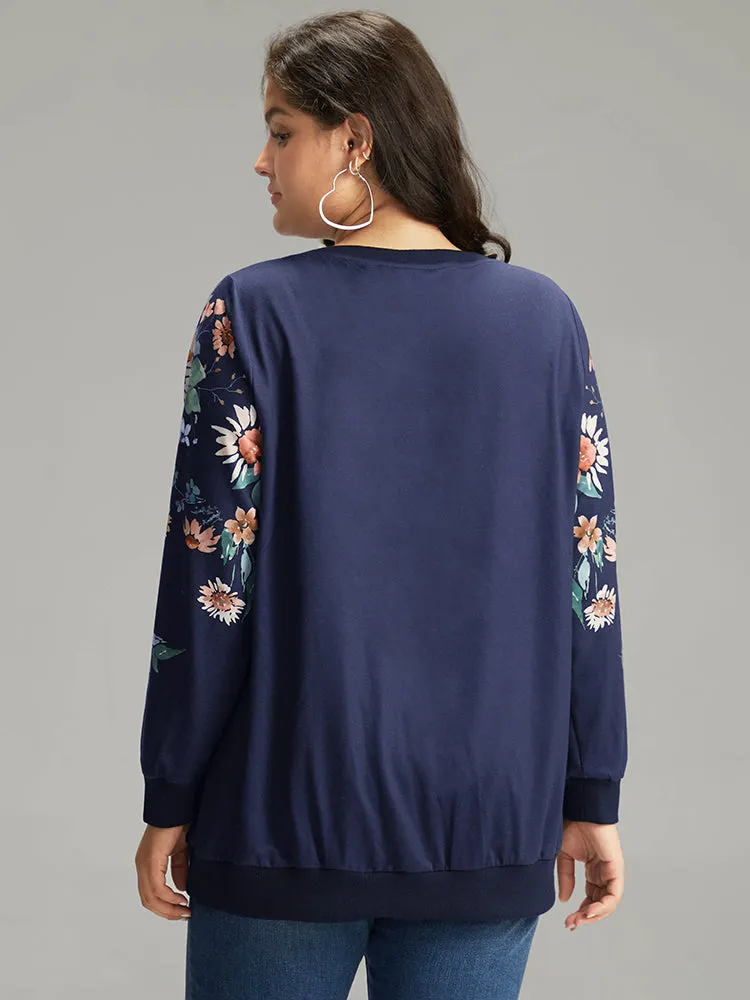 Floral Print Round Neck Sweatshirt sold by Bloomchic product image thumbnail 2