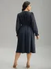 Twill Mesh Patchwork Belted Plicated Detail Dress sold by Bloomchic