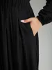 Static-Free Solid Lantern Sleeve Pleated Dress sold by Bloomchic