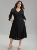 Static-Free Solid Lantern Sleeve Pleated Dress sold by Bloomchic