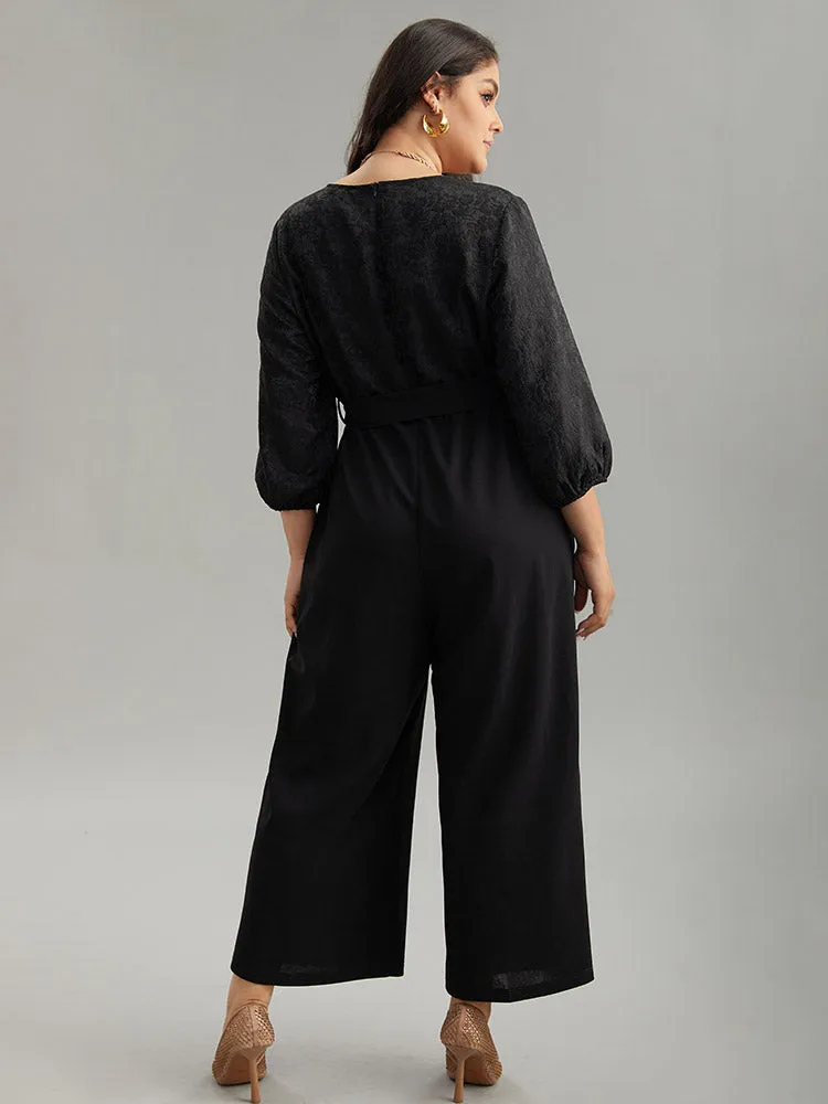 Plain Textured Belted Wrap Jumpsuit sold by Bloomchic product image thumbnail 3