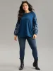 Floral Embroidered Contrast Raglan Sleeve T-shirt sold by Bloomchic