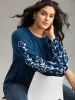 Floral Embroidered Contrast Raglan Sleeve T-shirt sold by Bloomchic