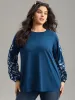 Floral Embroidered Contrast Raglan Sleeve T-shirt sold by Bloomchic