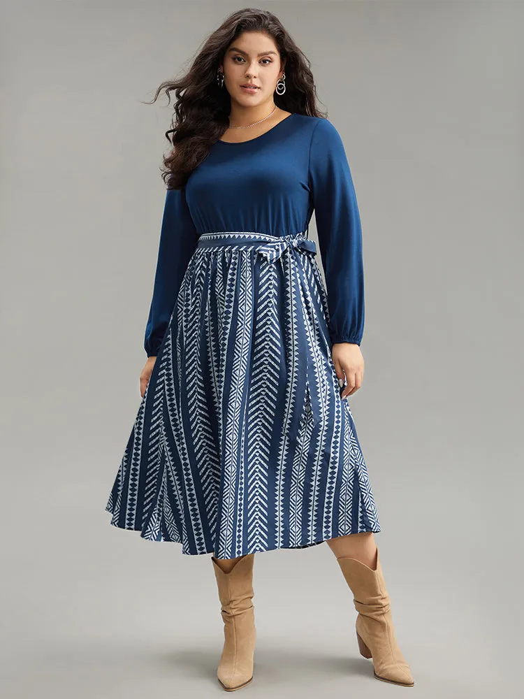 Bandana Striped Patchwork Pocket Belted Dress sold by Bloomchic