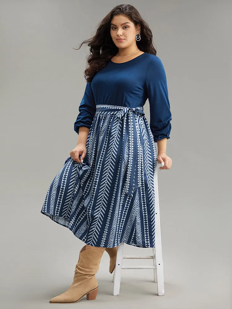 Bandana Striped Patchwork Pocket Belted Dress sold by Bloomchic product image thumbnail 5