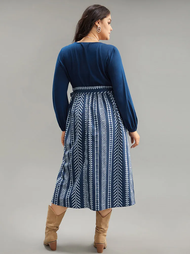 Bandana Striped Patchwork Pocket Belted Dress sold by Bloomchic product image thumbnail 4