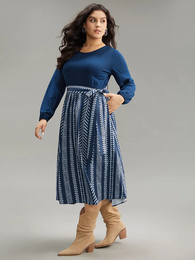 Bandana Striped Patchwork Pocket Belted Dress sold by Bloomchic product image thumbnail 3
