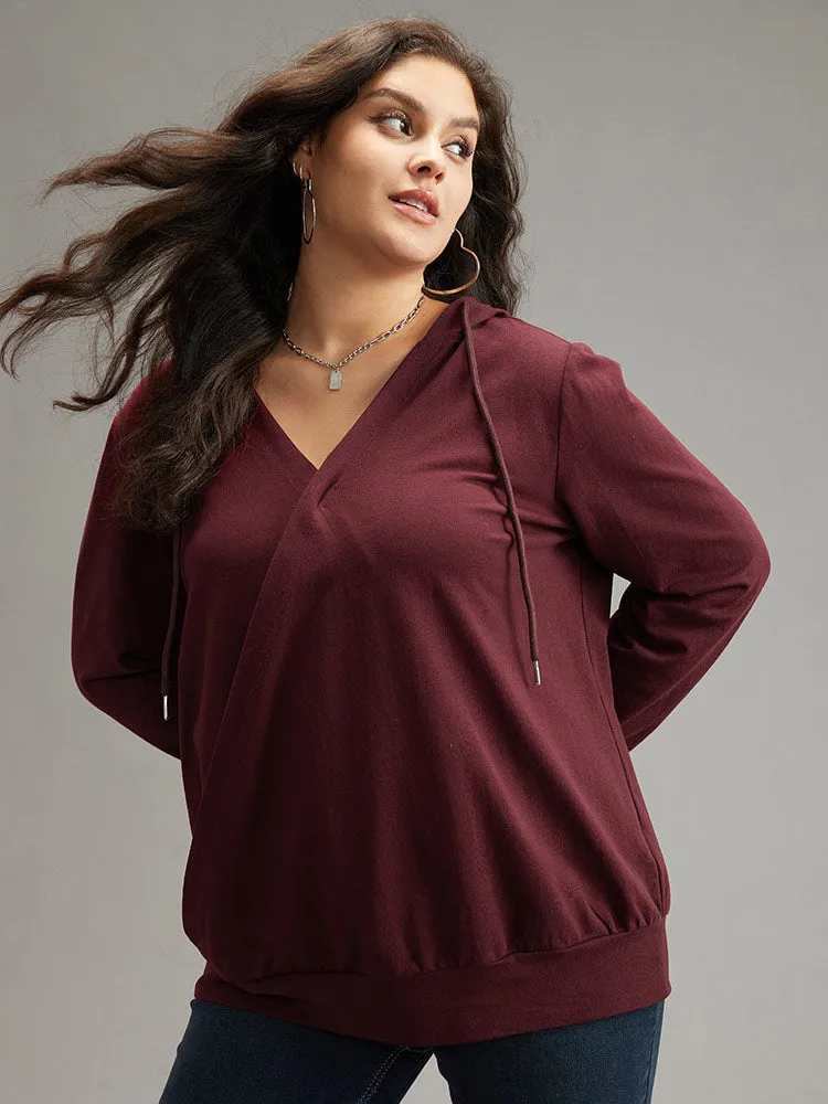 Cotton Hooded Drawstring Sweatshirt sold by Bloomchic product image thumbnail 5