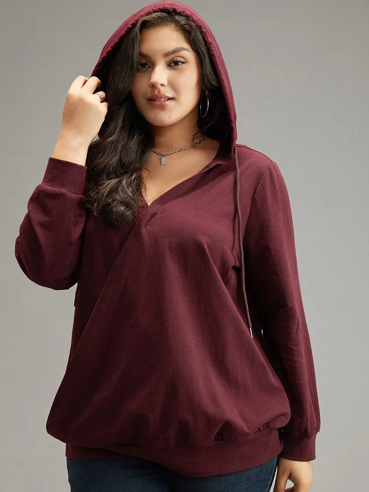 Cotton Hooded Drawstring Sweatshirt sold by Bloomchic product image thumbnail 3