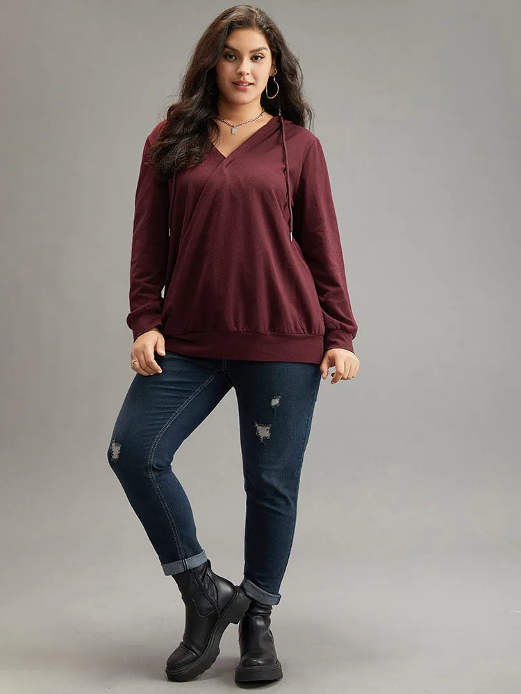 Cotton Hooded Drawstring Sweatshirt sold by Bloomchic product image thumbnail 4