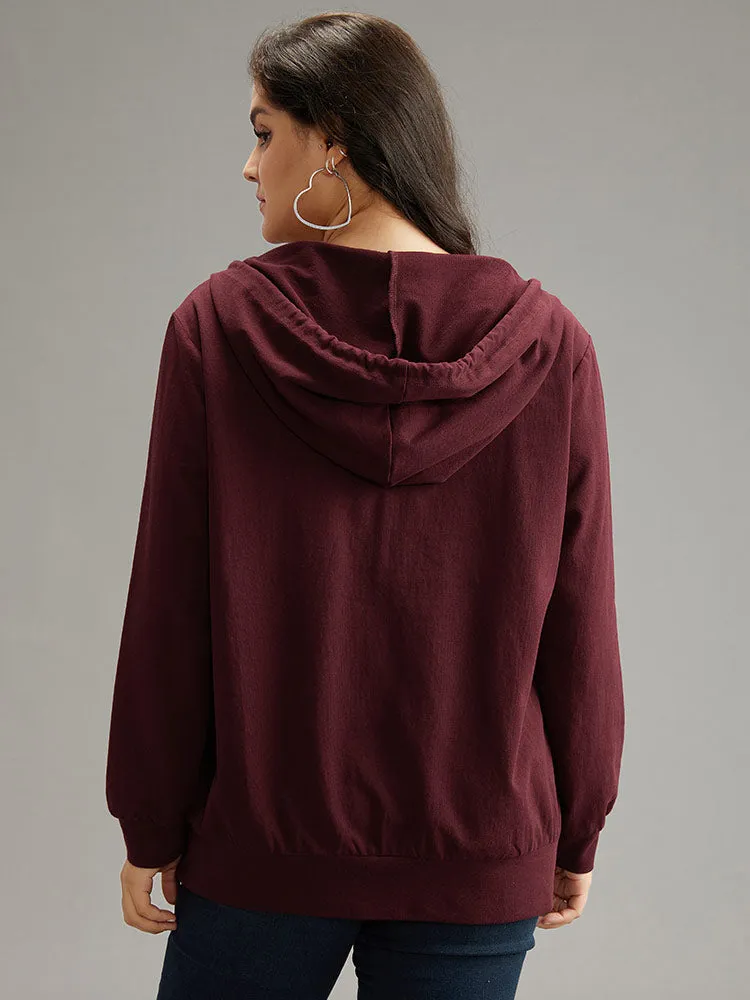 Cotton Hooded Drawstring Sweatshirt sold by Bloomchic product image thumbnail 2
