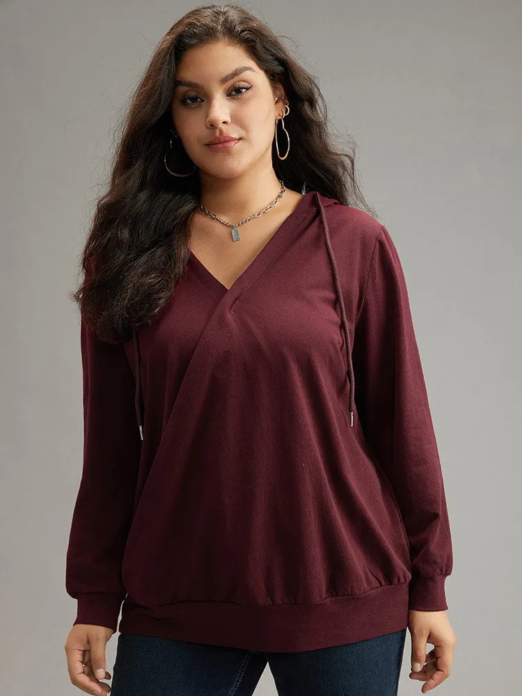 Cotton Hooded Drawstring Sweatshirt sold by Bloomchic