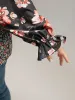Floral Print Flutter Sleeve Patchwork Blouse sold by Bloomchic