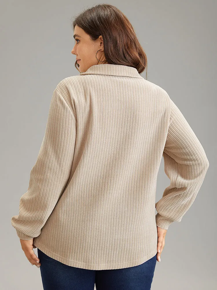 Plain Heather Zipper Texture Polo Sweatshirt sold by Bloomchic product image thumbnail 2