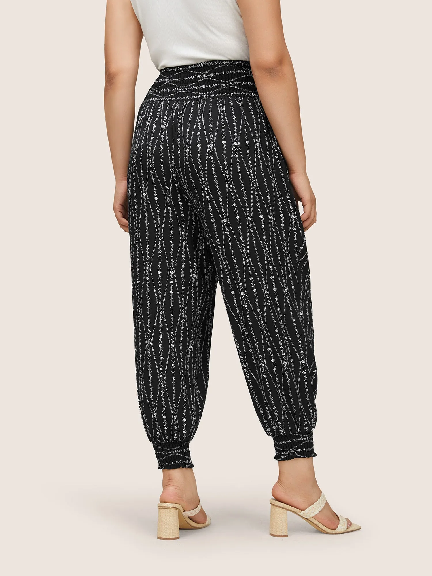 Ditsy Floral Shirred Ties High Rise Harem Pants sold by Bloomchic product image thumbnail 2