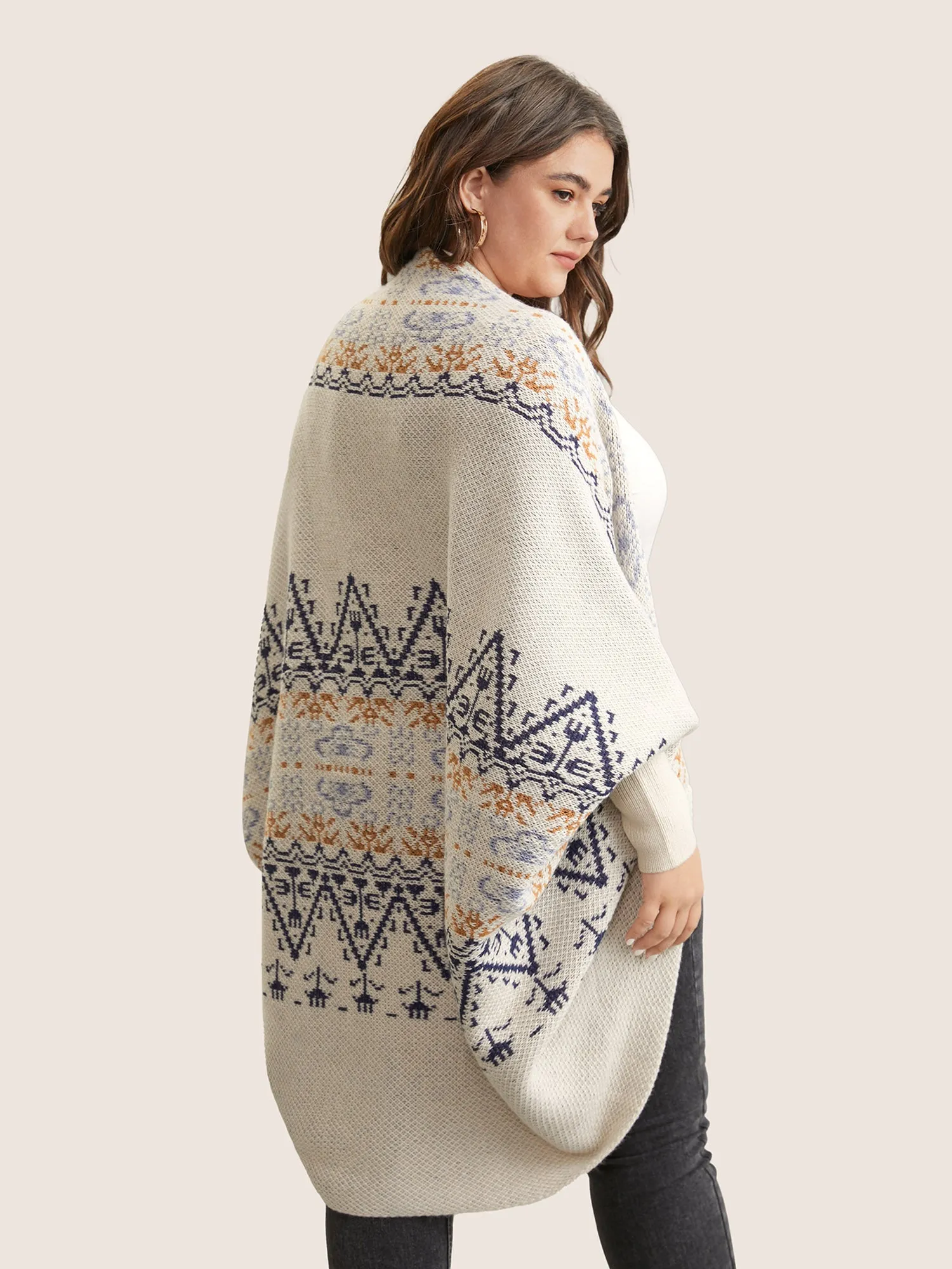 Boho Print Dolman Sleeve Jacquard Cardigan sold by Bloomchic product image thumbnail 2