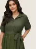 Plain Texture Mesh Belted Asymmetrical Hem Dress sold by Bloomchic