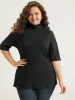 Cotton Plain Basic Turtleneck T-shirt sold by Bloomchic