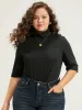 Cotton Plain Basic Turtleneck T-shirt sold by Bloomchic