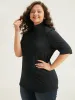 Cotton Plain Basic Turtleneck T-shirt sold by Bloomchic