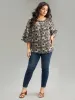 Paisley Print Stitch Bell Sleeve Blouse sold by Bloomchic