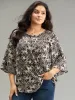 Paisley Print Stitch Bell Sleeve Blouse sold by Bloomchic