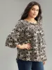 Paisley Print Stitch Bell Sleeve Blouse sold by Bloomchic