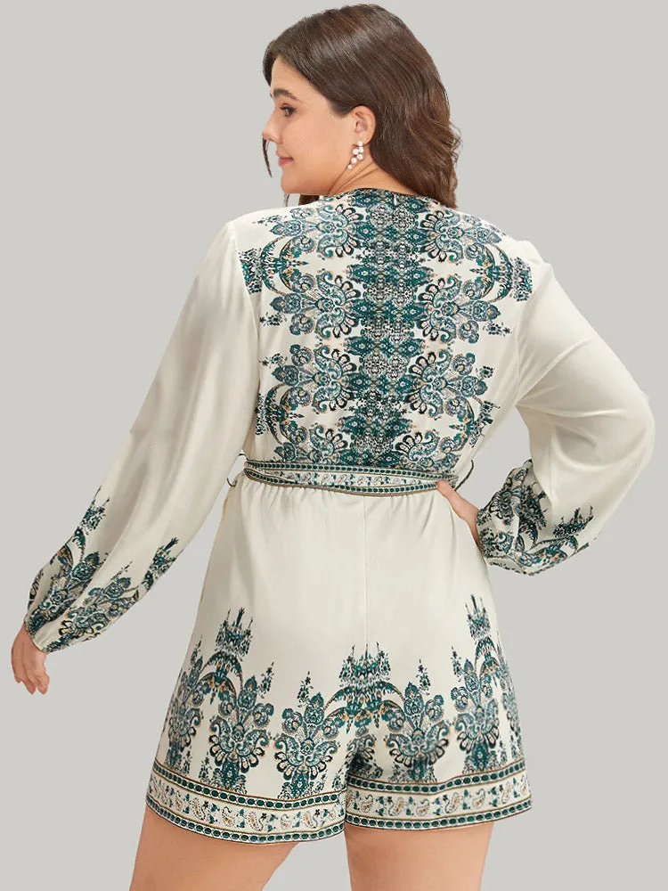 Bandana Print Belted V Neck Romper sold by Bloomchic product image thumbnail 2