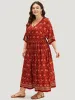 Bandana Print Batwing Sleeve Shirred Dress sold by Bloomchic