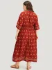 Bandana Print Batwing Sleeve Shirred Dress sold by Bloomchic