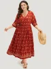 Bandana Print Batwing Sleeve Shirred Dress sold by Bloomchic