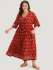 Bandana Print Batwing Sleeve Shirred Dress sold by Bloomchic