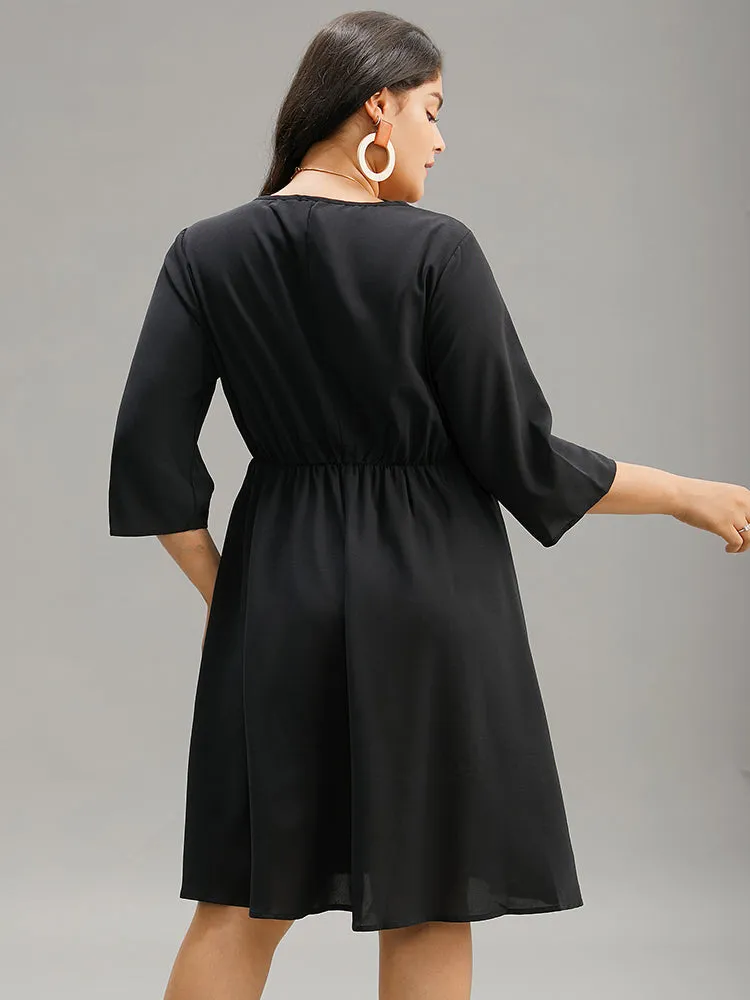 Floral Embroidered Pocket V Neck Dress sold by Bloomchic product image thumbnail 3