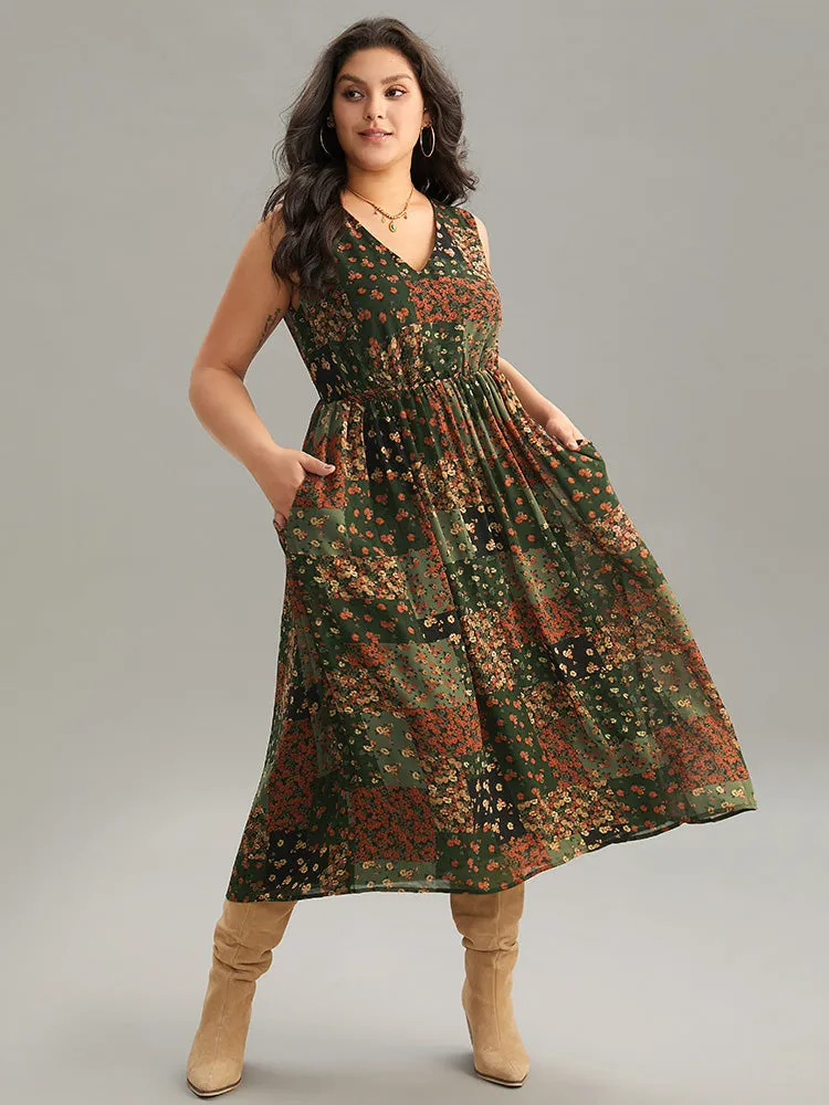 Floral Print Pocket Contrast Tank Dress sold by Bloomchic product image thumbnail 2