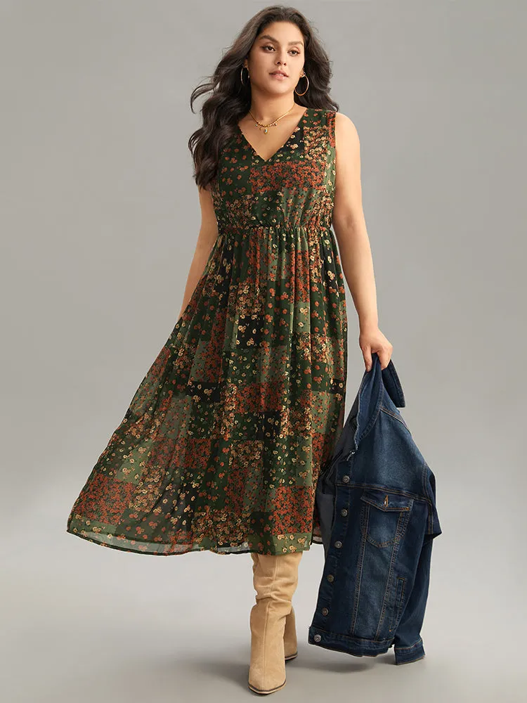 Floral Print Pocket Contrast Tank Dress sold by Bloomchic