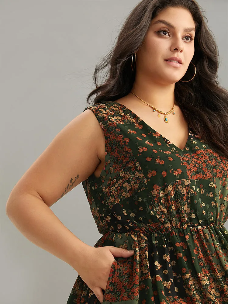 Floral Print Pocket Contrast Tank Dress sold by Bloomchic product image thumbnail 5