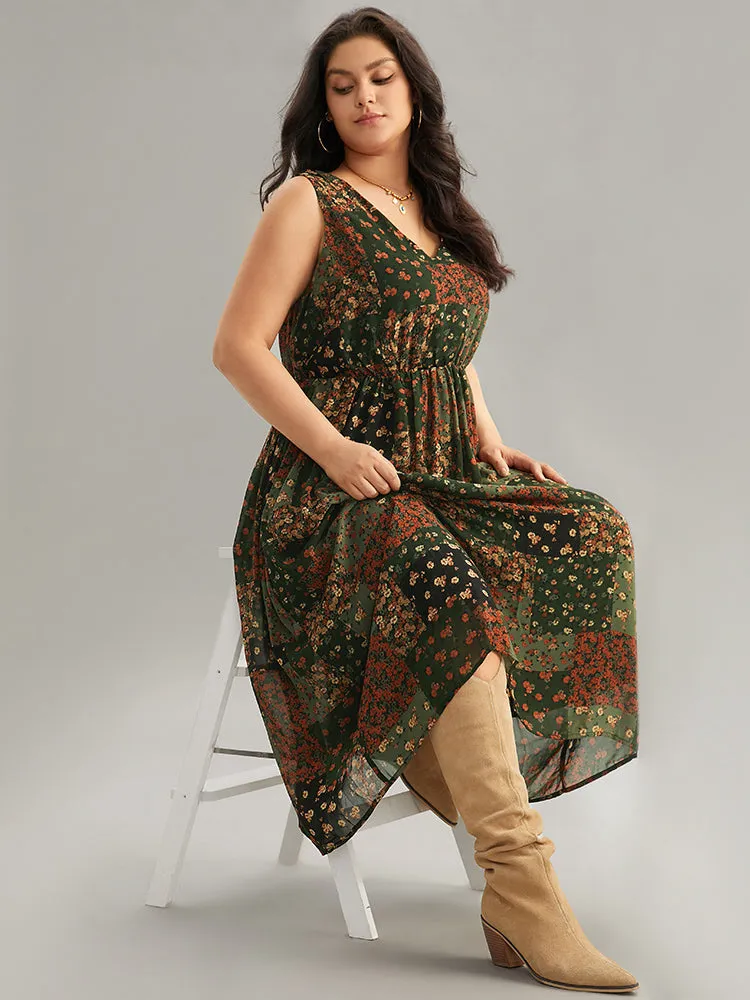 Floral Print Pocket Contrast Tank Dress sold by Bloomchic product image thumbnail 4