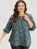 Ditsy Floral Knot Neck Elastic Cuffs Blouse sold by Bloomchic