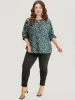 Ditsy Floral Knot Neck Elastic Cuffs Blouse sold by Bloomchic