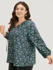 Ditsy Floral Knot Neck Elastic Cuffs Blouse sold by Bloomchic