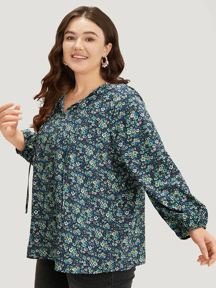 Ditsy Floral Knot Neck Elastic Cuffs Blouse sold by Bloomchic product image thumbnail 3