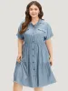 Plain Pocket Button Detail Gathered Roll Dolman Sleeve Dress sold by Bloomchic