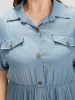 Plain Pocket Button Detail Gathered Roll Dolman Sleeve Dress sold by Bloomchic