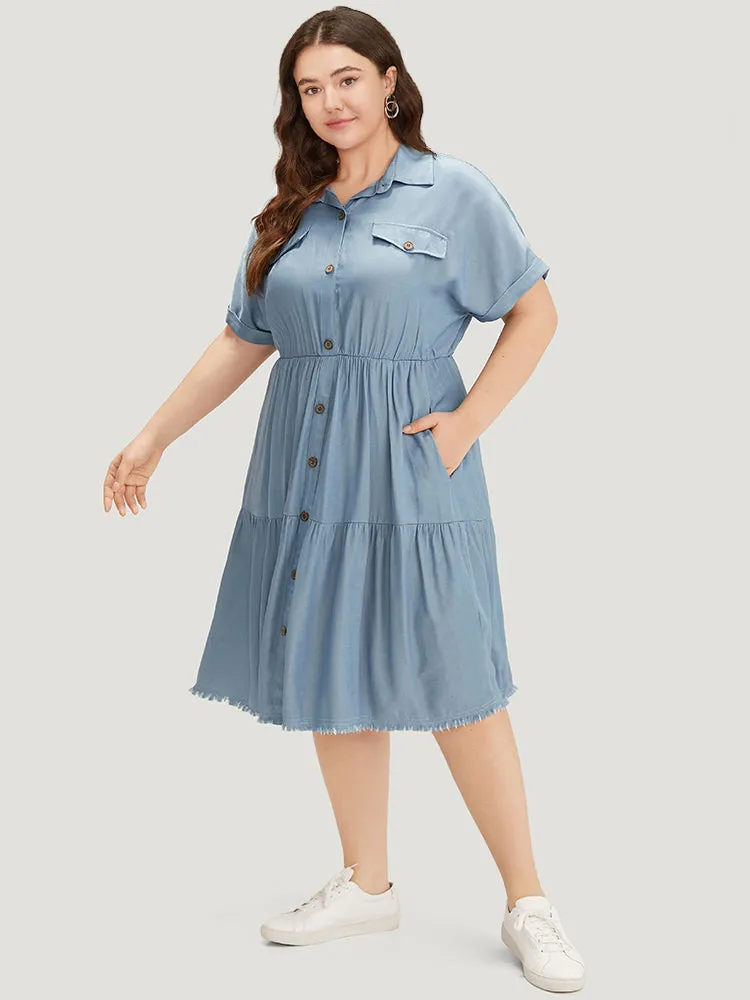 Plain Pocket Button Detail Gathered Roll Dolman Sleeve Dress sold by Bloomchic product image thumbnail 4