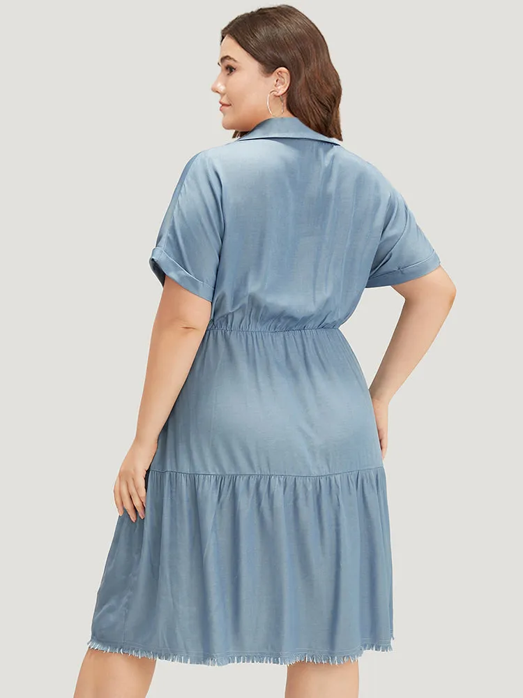 Plain Pocket Button Detail Gathered Roll Dolman Sleeve Dress sold by Bloomchic product image thumbnail 2