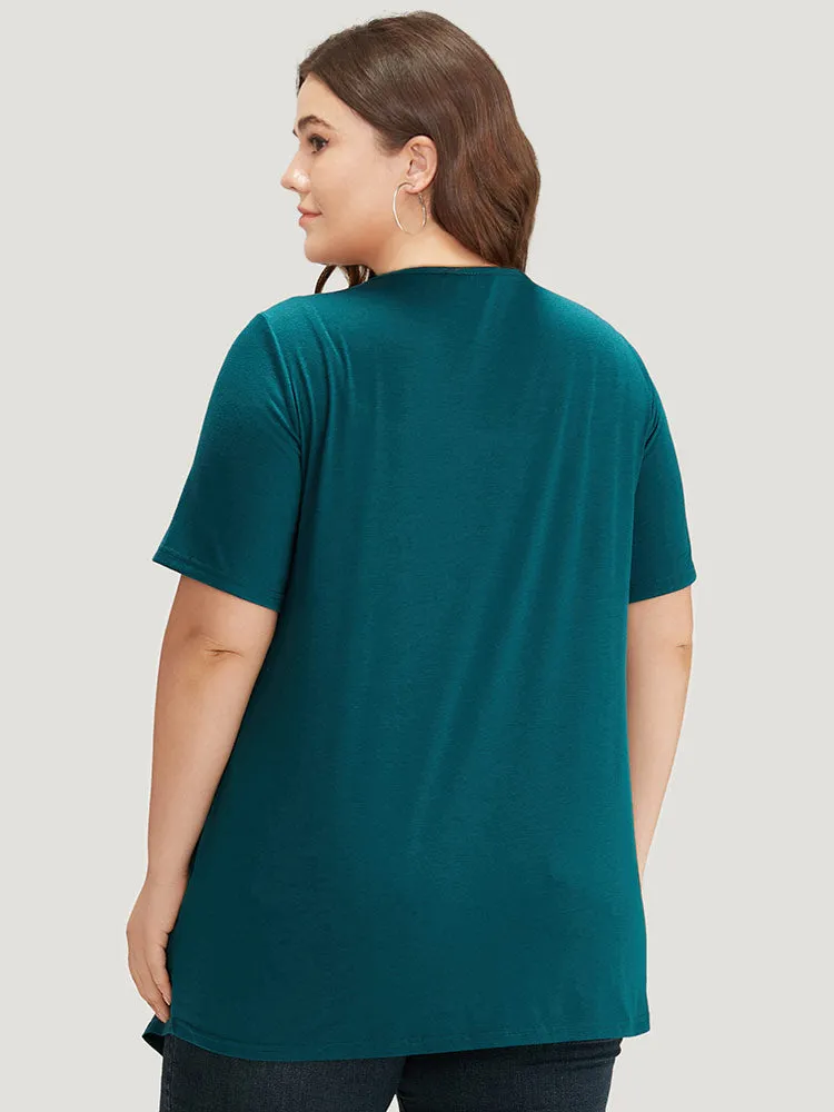 Plain Open Front Pocket Asymmetrical Hem Kimono sold by Bloomchic product image thumbnail 2