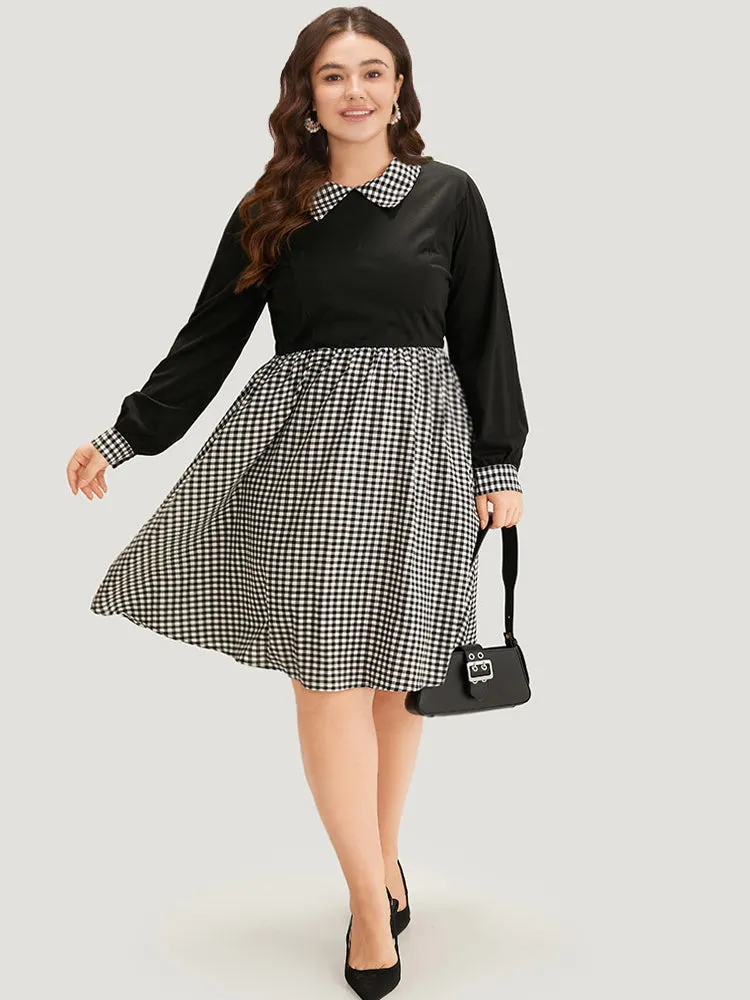 Gingham Patchwork Pocket Shirt Collar Dress sold by Bloomchic product image thumbnail 4