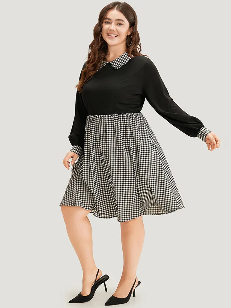 Gingham Patchwork Pocket Shirt Collar Dress sold by Bloomchic product image thumbnail 3