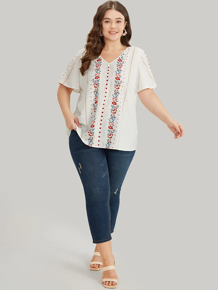 Bandana Print V Neck Flutter Sleeve Blouse sold by Bloomchic product image thumbnail 4